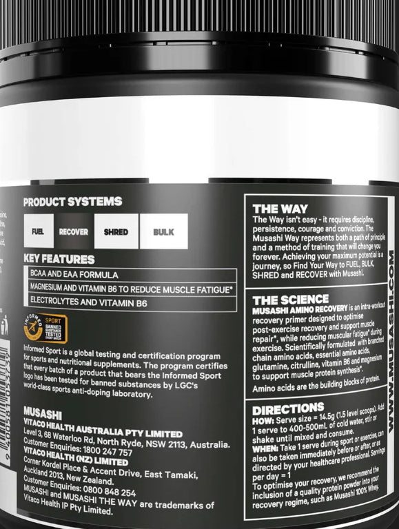 MUSASHI AMINO RECOVERY 必須アミノ酸 & BCAA パウダー [海外直送品]